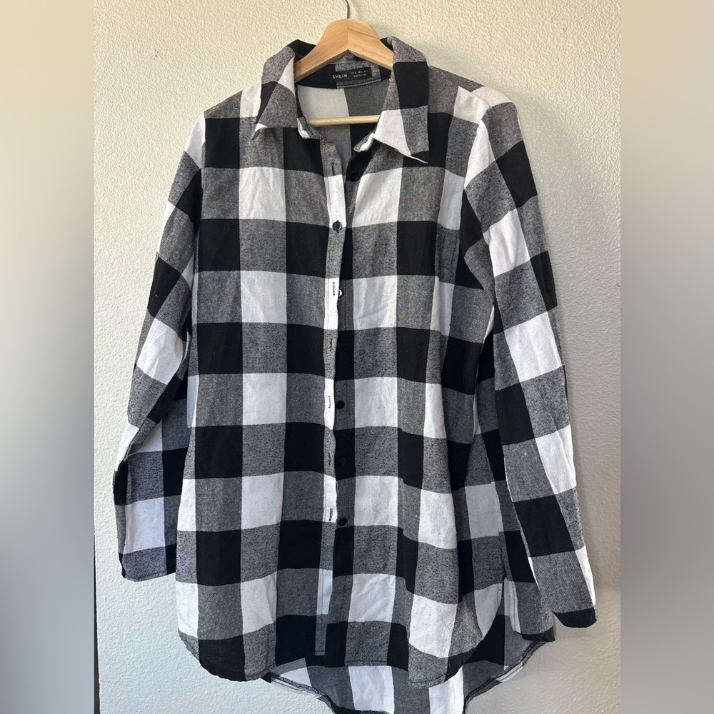 SHEIN Monochrome Checkered Shirt
